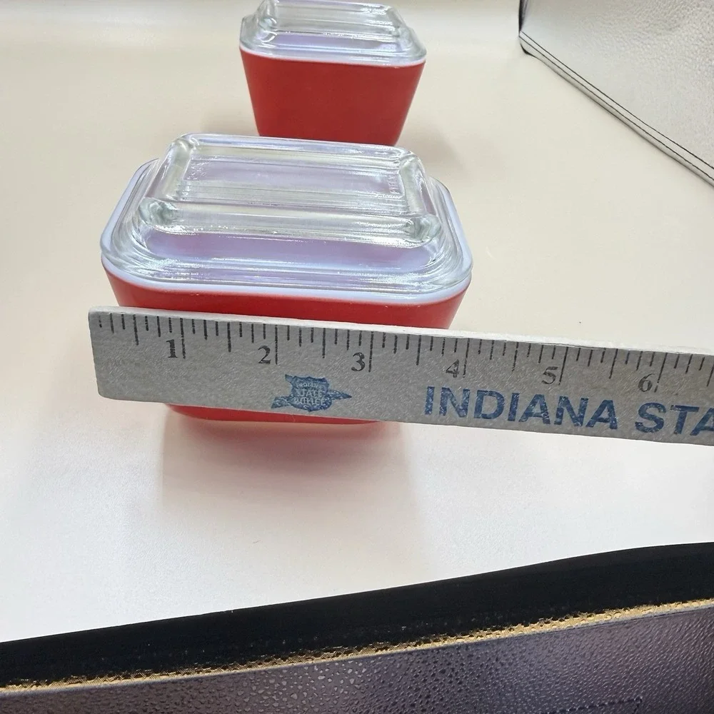 Vintage Pyrex 501 Red Refrigerator Dishes With Lid Ovenware USA Cottagecore